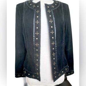 Dana Buchman Black Vintage Suede studded jacket